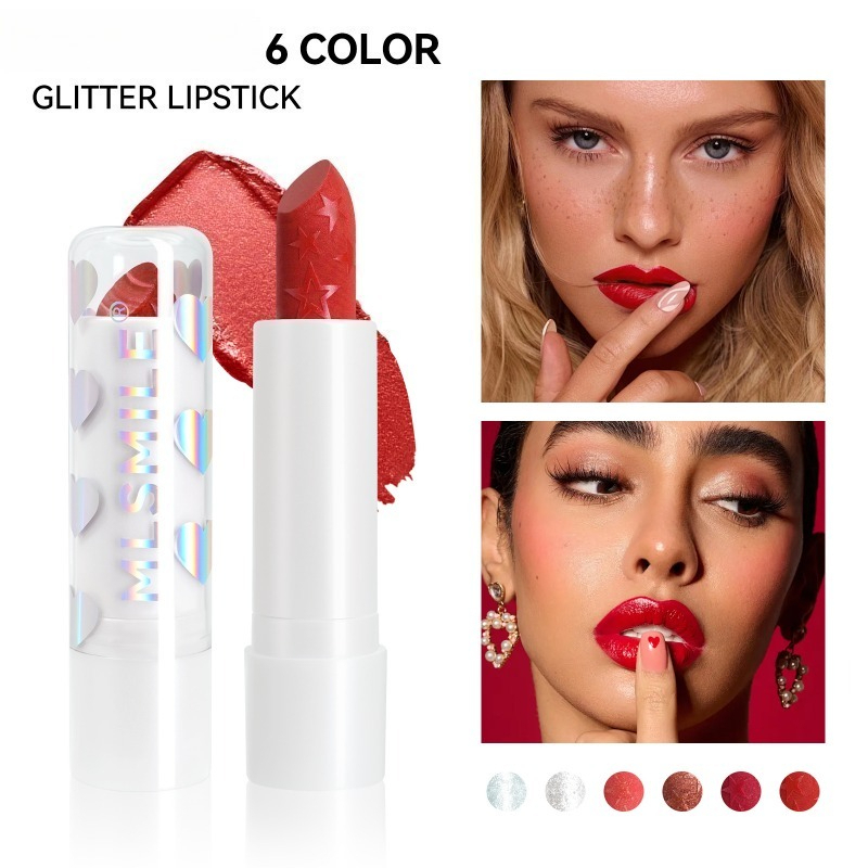 Beauty Makeup Store - Batom estrelado com glitter, batom hidratante